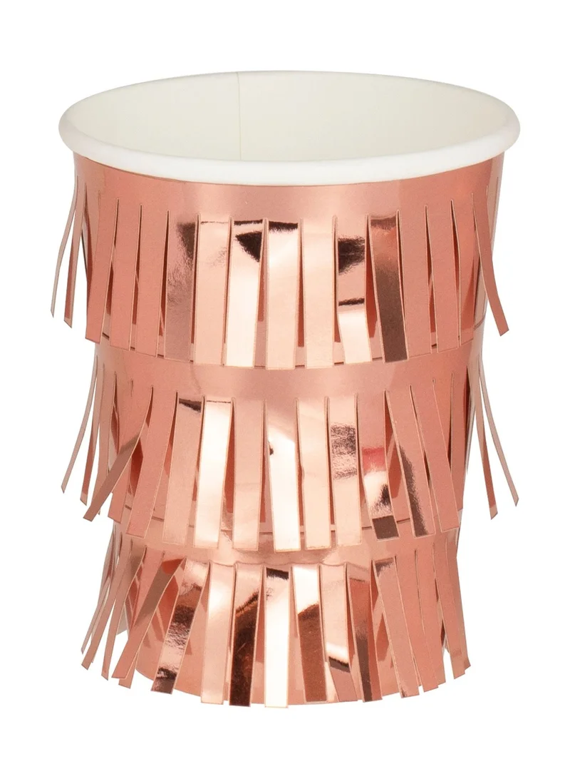 Ginger Ray Ginger Ray 8 Pack Rose Gold Fringe Paper Cups for Bridal Showers and Celebrations