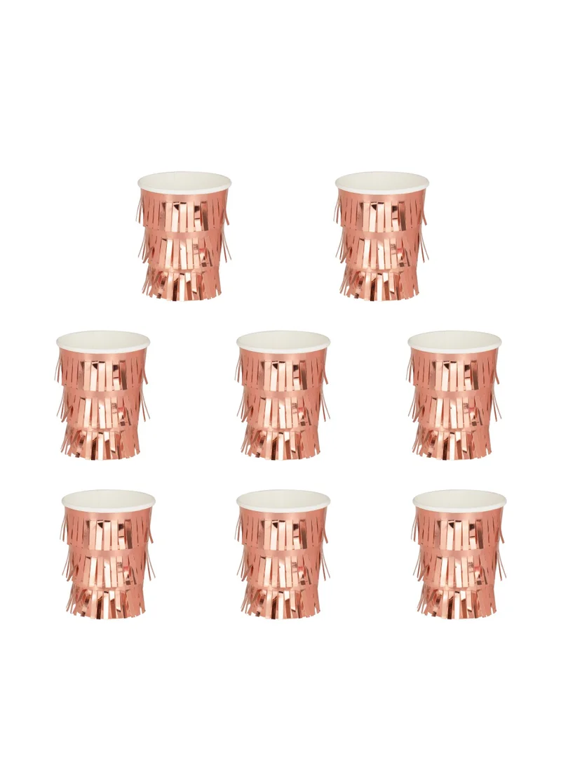 Ginger Ray Ginger Ray 8 Pack Rose Gold Fringe Paper Cups for Bridal Showers and Celebrations