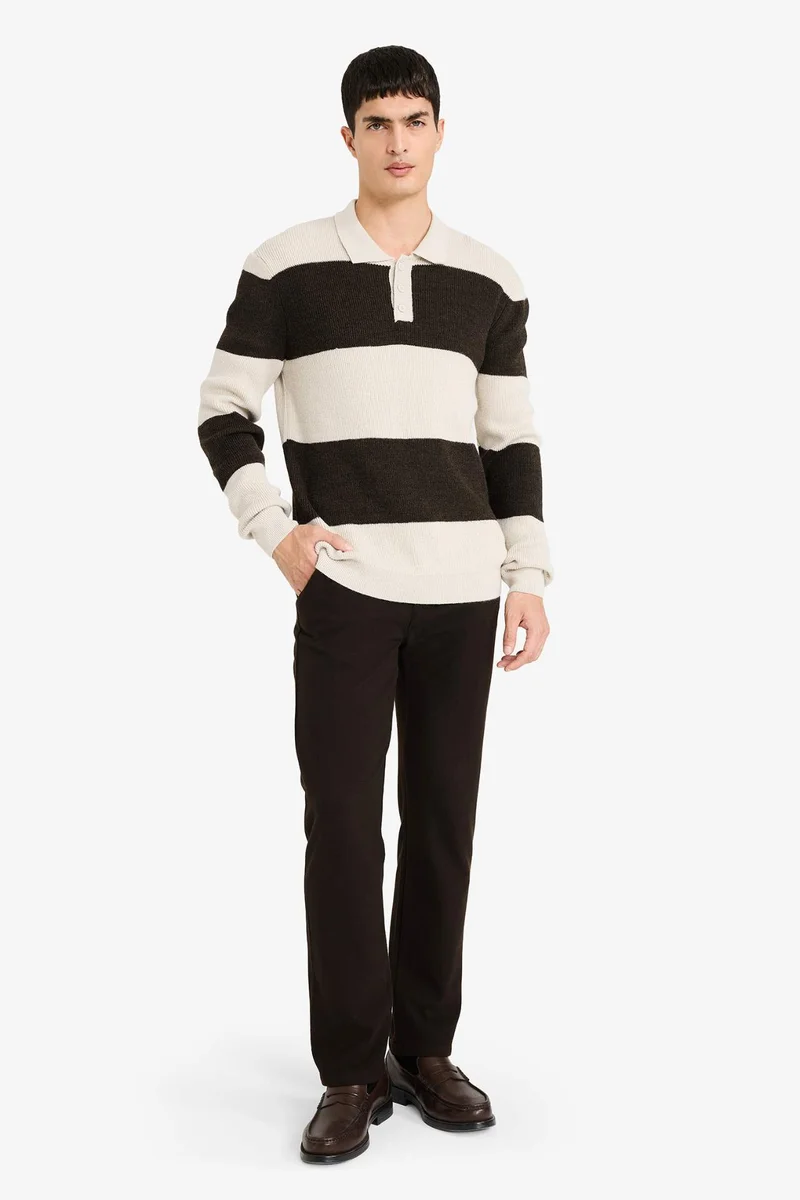 ديفاكتو Standard Fit Polo Collar Knitwear Pullover