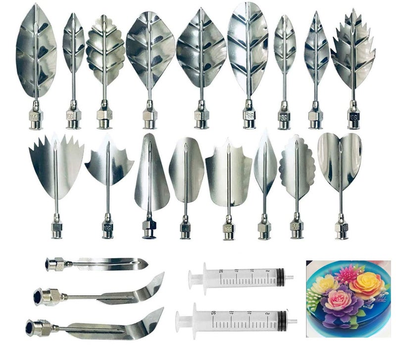 ANDRSAN Gelatin Jelly Art Starter Kit, 3D Flower Cake Decorating Tool, Set of 20 Piece DIY Needle Tips Pastry Tools - Image 1