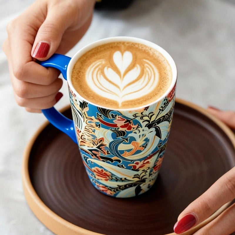 Topadorn 17oz Ceramic Travel Coffee Mug with Sealed Lid Tea Cup with Color Box, Microwave & Dishwasher Safe, Unique Coffee Mug for Latte & Hot Chocolate, Aqua - Image 3