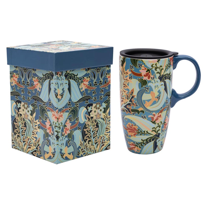 Topadorn 17oz Ceramic Travel Coffee Mug with Sealed Lid Tea Cup with Color Box, Microwave & Dishwasher Safe, Unique Coffee Mug for Latte & Hot Chocolate, Aqua - Image 1