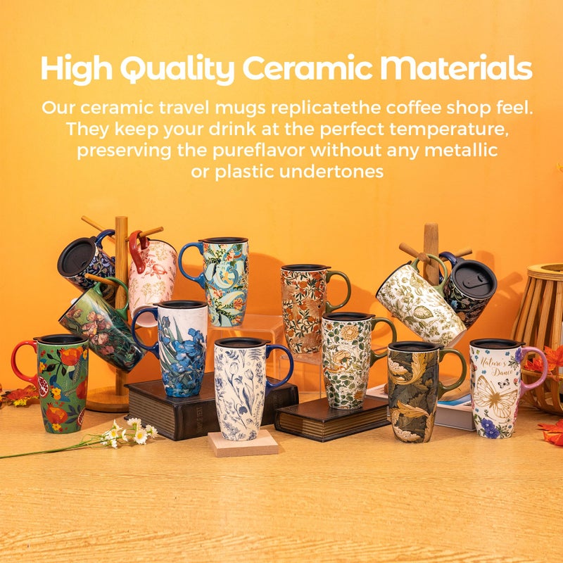 Topadorn 17oz Ceramic Travel Coffee Mug with Sealed Lid Tea Cup with Color Box, Microwave & Dishwasher Safe, Unique Coffee Mug for Latte & Hot Chocolate, Aqua - Image 5