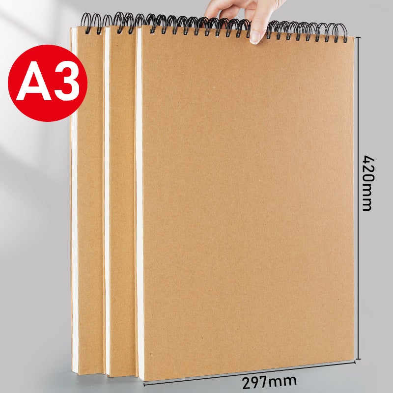 A3 Sketch Book Hard Shell Coil Sketch Book Thickened Vertical Flip Drawing Book Blank Drawing Book For Art Students Special Hand-Painted Book - Image 4