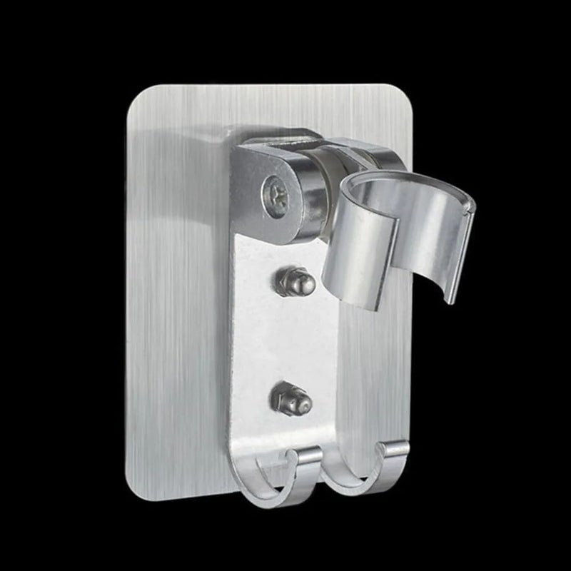 (Adjustable Shower Head Holder Wall Mount with 2 Hanger Hooks, Heavy Duty Aluminum, Strong Adhesive for Bathroom) - Image 2