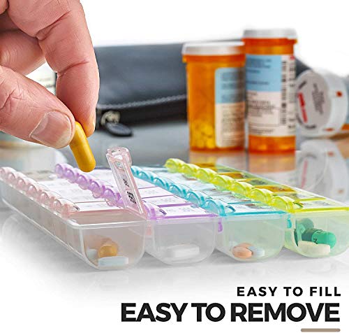 MEDca Pill Organizers - (2 Pack) Large Pill Organizer with Weekly and Daily 4-Times-A-Day Compartments for Morning, Noon, Evening, Night - BPA-Free, Portable and Travel Friendly Pill Boxes Case - Image 4