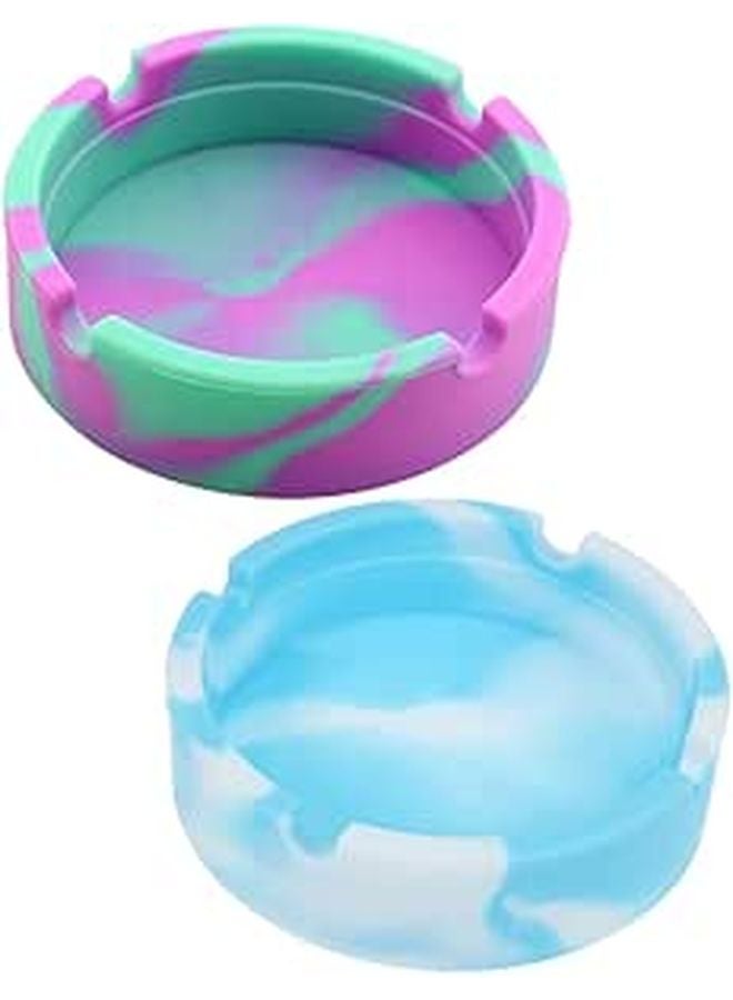 2Pcs Flexible Unbreakable Ashtray For Indoor Outdoor Use Camouflage Design - Image 1