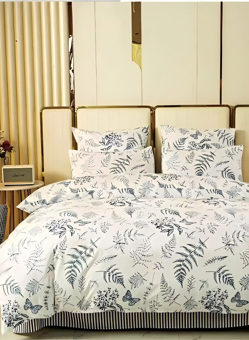 Cotton Duvet Cover Set , King Size ,6Pcs Set With Duvet Cover 220×240cm +1 Fit Sheet+4Pcs Pillowcases