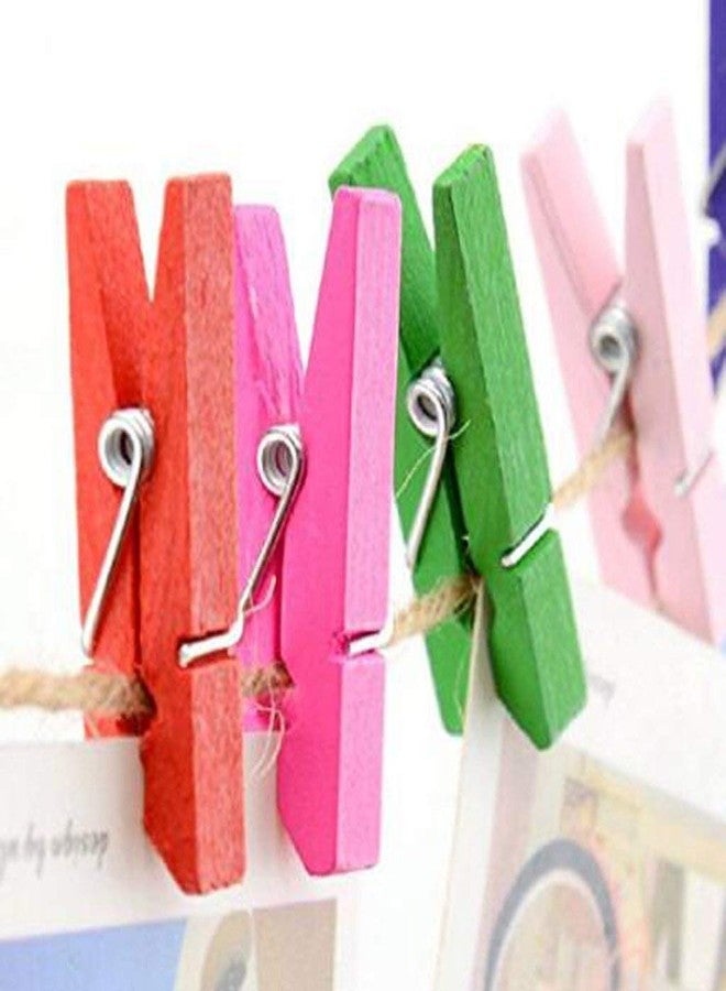 3A Featuretail Multicolored Mini Colorful Natural Wooden Photo Clip Paper Peg Clamp Clothespin Wood Craft Clips (100 Pieces, 1.5Inch, Multicolor) - Image 2
