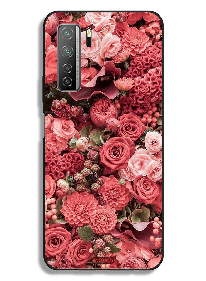 Tolwak Huawei P40 lite 5G Protective Case Cover Peach Roses - Image 2