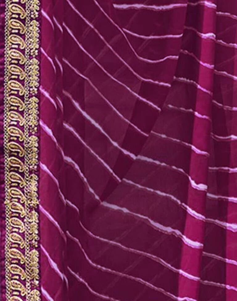 Shiv Textiles Women's Georgette Leheriya & Lace Border Saree(SAT-532S-PURPLE) - Image 4