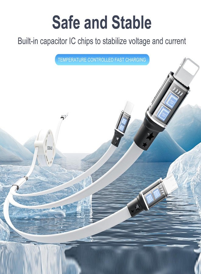 كابل شحن SDBAUX، كابل USB-C متعدد المنافذ إلى 3 في 1، منافذ شحن متعددة، شحن سريع 3 أمبير، كابل Lightning، كابل شحن محمول، كابل هاتف ذكي، مزود طاقة متزامن للهاتف/Type-C/Micro USB. - Image 3