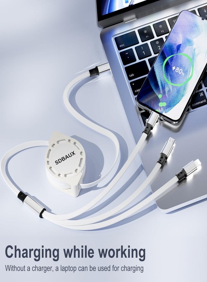 كابل شحن SDBAUX، كابل USB-C متعدد المنافذ إلى 3 في 1، منافذ شحن متعددة، شحن سريع 3 أمبير، كابل Lightning، كابل شحن محمول، كابل هاتف ذكي، مزود طاقة متزامن للهاتف/Type-C/Micro USB. - Image 2