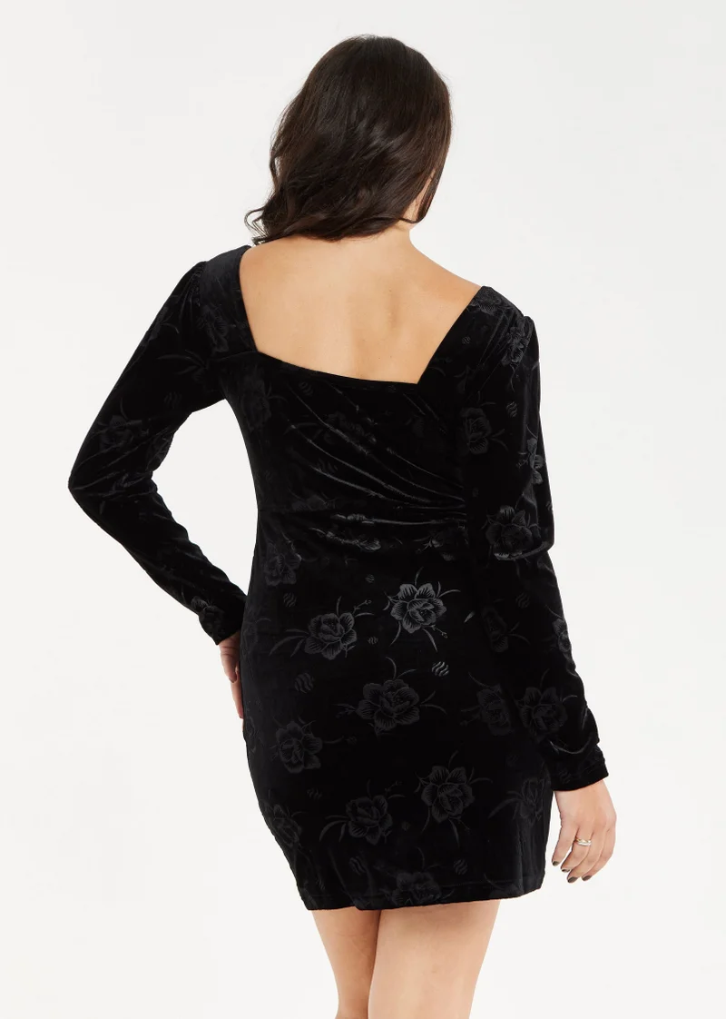 Liquorish  Corset Mini Black Velvet Dress for Women | Best Price UAE