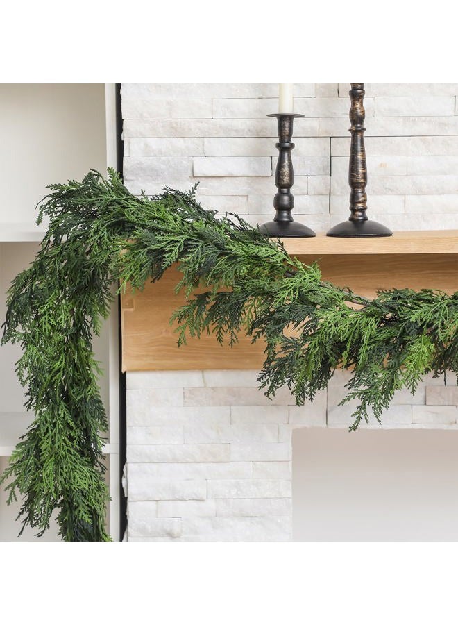 Jutom 1 Pcs 9 ft Christmas Cedar Garland Greenery Realistic Cedar Pine Needles Garland Artificial Decoration for Table, Mantel, Wall, Home Winter Holiday Party Decor - Image 5