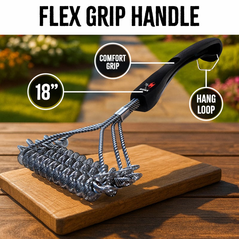Kona Safe/Clean Grill Brush - Bristle Free BBQ Grill Brush for Outdoor Grill- 100% Rust Resistant Stainless Steel Barbecue Grill Cleaner - Safe for Porcelain, Ceramic, Steel, Cast Iron, Grilling Gift - Image 3