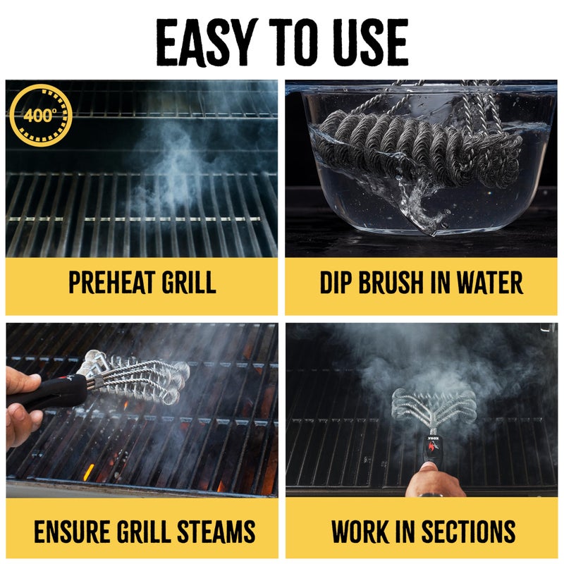 Kona Safe/Clean Grill Brush - Bristle Free BBQ Grill Brush for Outdoor Grill- 100% Rust Resistant Stainless Steel Barbecue Grill Cleaner - Safe for Porcelain, Ceramic, Steel, Cast Iron, Grilling Gift - Image 5