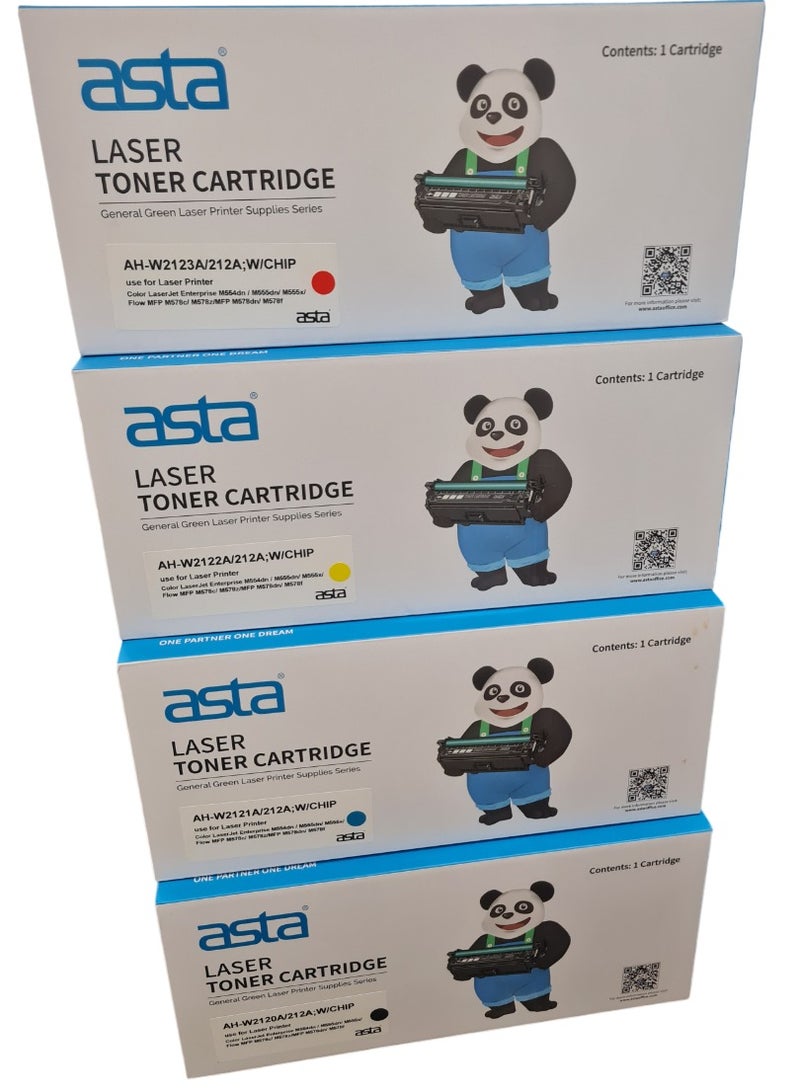 Asta 212A Toner Cartridge W2120A W2121A W2122A W2123A Compatible for HP M554dn M555dn M555X MFP M578dn M578F M578c M578z Printers. - Image 1