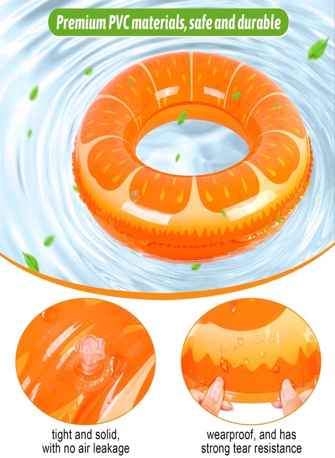 Elcoho 6-Pack Fruit-Themed Swim Rings with Orange/Grape/Lemon Designs Inflatable Pool Floats for Summer Outdoor Beach Party - Image 3