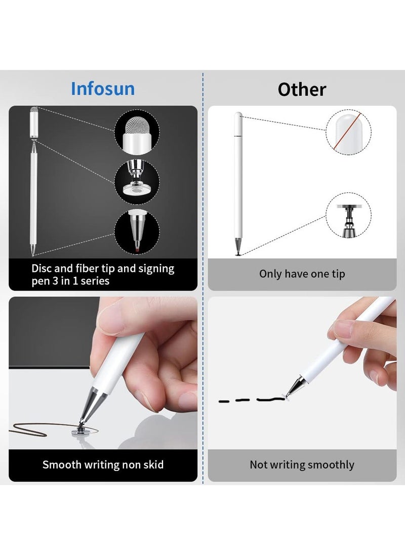 UCHUANG - Stylus for iPad, Stylus Magnetic Disc Universal Stylus Pens Touch Screens for Apple/iPhone/iPad pro/Mini/Air/Android/Microsoft/Surface All Capacitive Touch Screens - White - Image 1