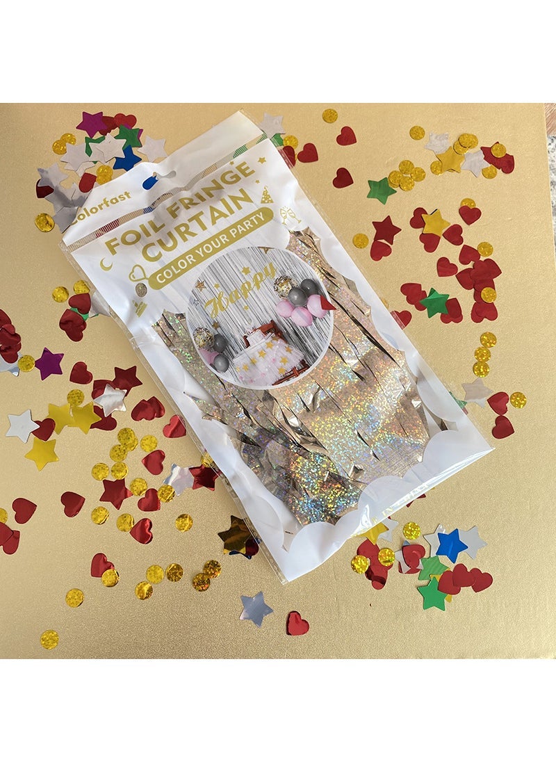 Laser Rain Curtain Kids Birthday Party Streamers Decoration Laser Shallow Gold 