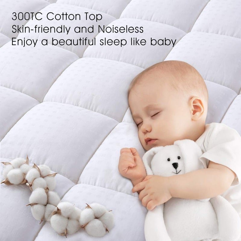 EASELAND RV King Mattress Pad Pillow Top Mattress Cover Quilted Fitted Mattress Protector Cotton Top 8-21" Deep Pocket Cooling Mattress Topper (72x80 Inches, White) - Image 4