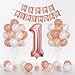 Yumiche Rose Gold 40inch Number 1 Balloon First Birthday Decorations For Girl With Rose Gold White Confetti Balloons Happy Birthday Banner Large 1 Balloon For Baby Girl Princess Birthday Party Decor - Image 3