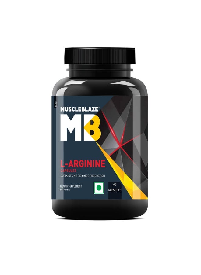 مسل بلايز MuscleBlaze L-Arginine (90 كبسولة) | يدعم إنتاج أكسيد النيتريك - Image 1