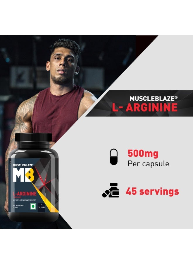 مسل بلايز MuscleBlaze L-Arginine (90 كبسولة) | يدعم إنتاج أكسيد النيتريك - Image 3