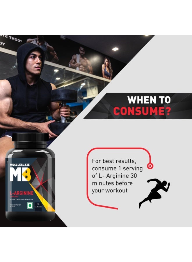مسل بلايز MuscleBlaze L-Arginine (90 كبسولة) | يدعم إنتاج أكسيد النيتريك - Image 2