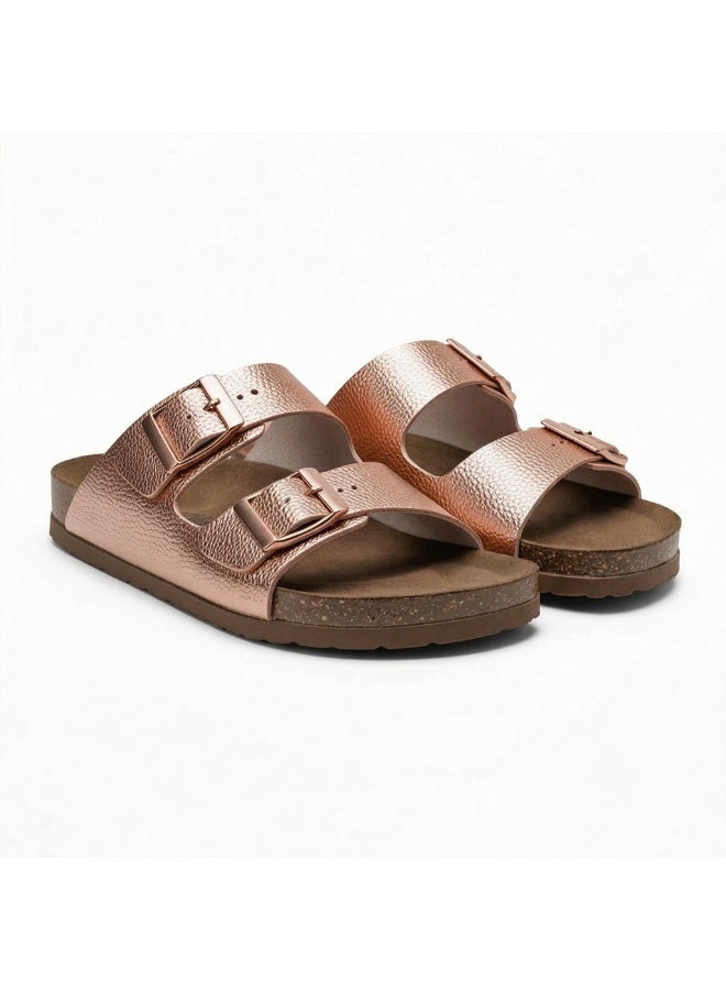 سليبر نسائى طبي بحزامين قابلين للتعديل – نعل بصمه مريح وداعم لقوس القدم مع قاعدة مانعة للانزلاق تصميم عصري للاستخدام اليومي والصيف - Image 2