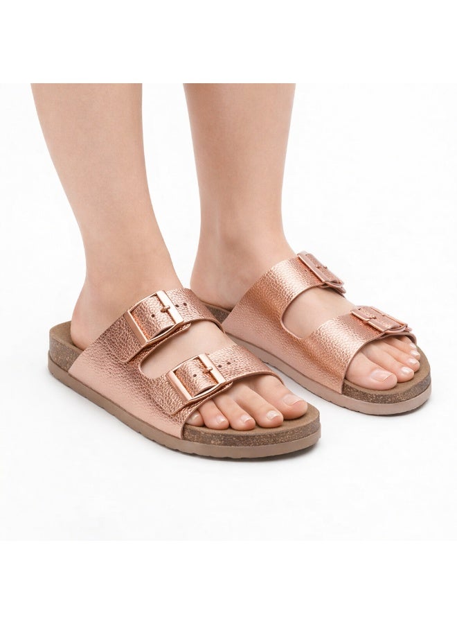 سليبر نسائى طبي بحزامين قابلين للتعديل – نعل بصمه مريح وداعم لقوس القدم مع قاعدة مانعة للانزلاق تصميم عصري للاستخدام اليومي والصيف - Image 1