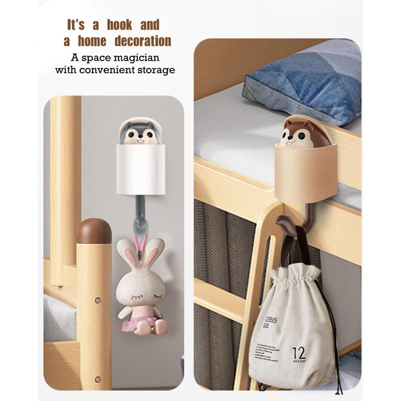 GCFTIFF 2 Pcs Creative Squirrel Cute Pet Key Holder Wall Mount, Keychain Command Hooks,siding Hooks,Hook for Coat, Scarf, Hat, Towel, Bag, Utility Hook for Wall Hanging Decorations (Coffee&Gray) - Image 3