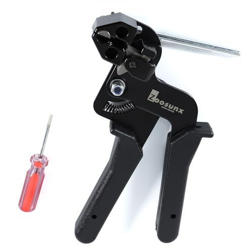 ZOOSUNX Metal Zip Ties Tool, Stainless Steel Cable Tie Gun, Use for Cutting and Fastening up to 12mm Width Heavy Duty Metal Zip Tie. Used to Repair Fences, Pipes, Chain Links, Head Wrap. - Image 1