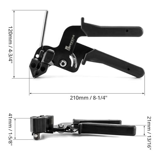 ZOOSUNX Metal Zip Ties Tool, Stainless Steel Cable Tie Gun, Use for Cutting and Fastening up to 12mm Width Heavy Duty Metal Zip Tie. Used to Repair Fences, Pipes, Chain Links, Head Wrap. - Image 3