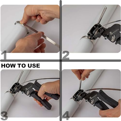ZOOSUNX Metal Zip Ties Tool, Stainless Steel Cable Tie Gun, Use for Cutting and Fastening up to 12mm Width Heavy Duty Metal Zip Tie. Used to Repair Fences, Pipes, Chain Links, Head Wrap. - Image 5