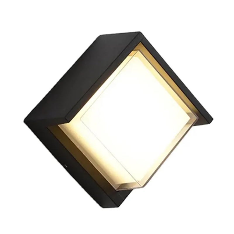 fizzytech IP65 Waterproof LED Outdoor Wall Light 6W – Modern Aluminum Wall Lamp for Garden, Balcony, Patio – Fancy Decorative Exterior Lighting (Square Half/Warm White) - Image 1