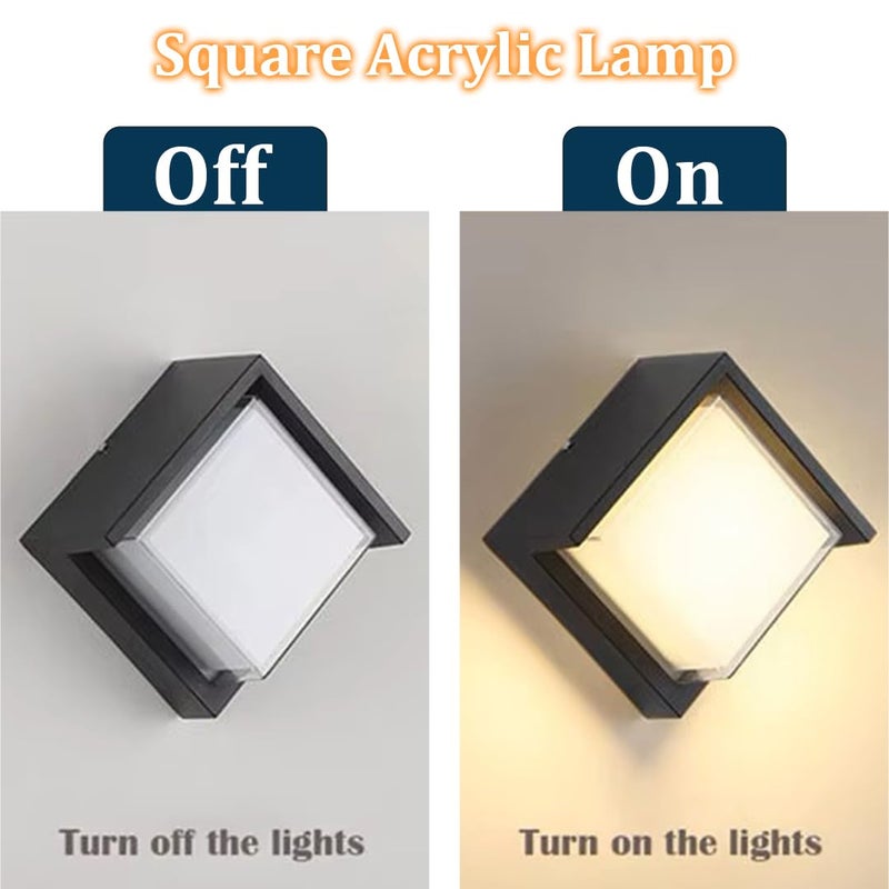fizzytech IP65 Waterproof LED Outdoor Wall Light 6W – Modern Aluminum Wall Lamp for Garden, Balcony, Patio – Fancy Decorative Exterior Lighting (Square Half/Warm White) - Image 4