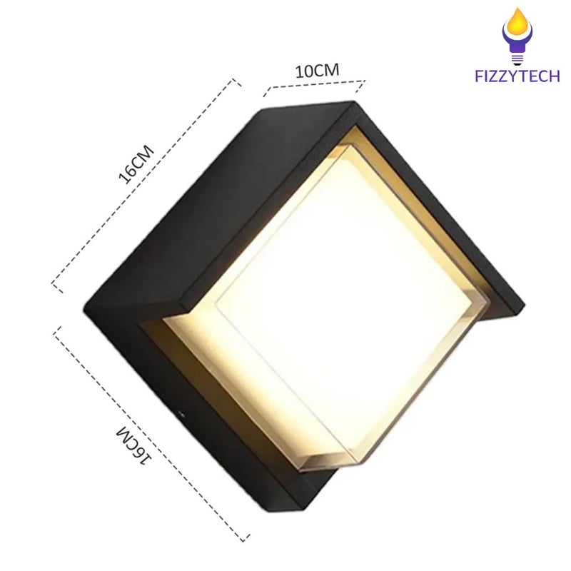fizzytech IP65 Waterproof LED Outdoor Wall Light 6W – Modern Aluminum Wall Lamp for Garden, Balcony, Patio – Fancy Decorative Exterior Lighting (Square Half/Warm White) - Image 2