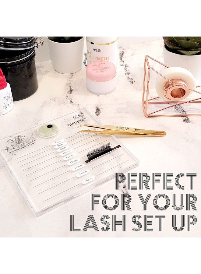Amber Lash Clear Large Volume Double Row 2In1 Acrylic Eyelash Extension Holder Base Stand With Separable Jade Stone Glue Adhesive Pallet For Extension Lashes - Image 4