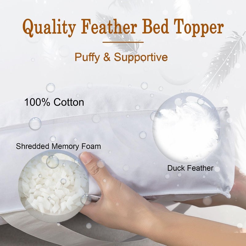 WhatsBedding 5 Inch Duck Feather Bed Mattress Topper, 100% Cotton Extra Thick Mattress Pad, 2500gsm Overfilled Pillow Top, Hotel Collection - Image 3