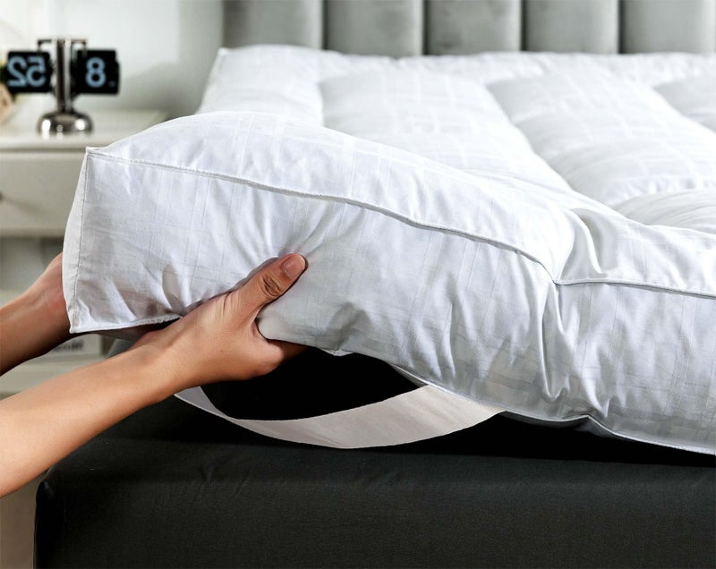 WhatsBedding 5 Inch Duck Feather Bed Mattress Topper, 100% Cotton Extra Thick Mattress Pad, 2500gsm Overfilled Pillow Top, Hotel Collection - Image 1