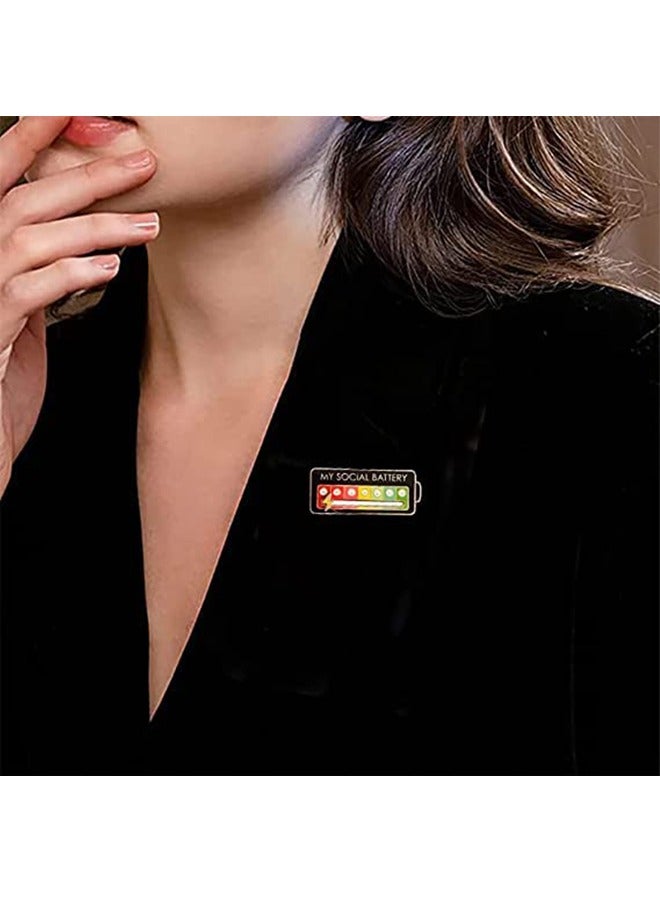 SOLARAE Social Battery Pin, 2 Pcs Social Battery Creative Lapel Pin, Fun Enamel Emotional Pin 7 Days A Week, Functional Aesthetic Brooch - Image 4