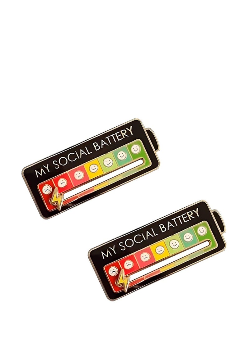 SOLARAE Social Battery Pin, 2 Pcs Social Battery Creative Lapel Pin, Fun Enamel Emotional Pin 7 Days A Week, Functional Aesthetic Brooch - Image 1