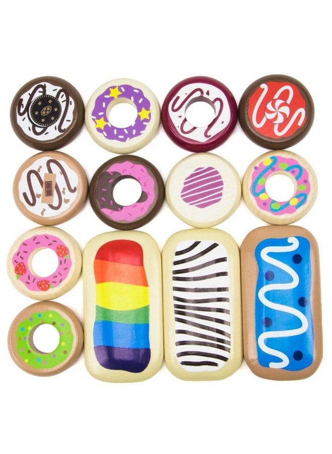Imagination Generation Baker'S Dozen Wooden Donuts 13 Assorted Colorful Wood Eats! Pastries  - Image 1