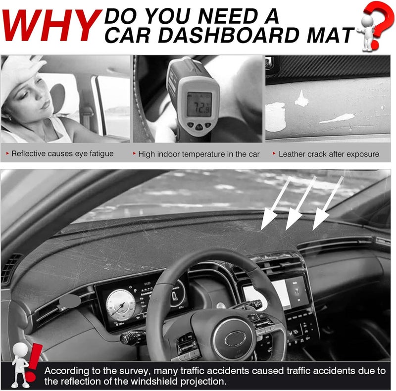 Autorder Long use oriented quality Custom Fit for Dashboard Cover Hyundai Tucson 2022 2023 NX4 Accessories Flannel Nonslip Dash Mat Protector Black(Only Fit 10.25 inch Digital Cluster,not fit 4.2 inch) Stackable design - Image 3