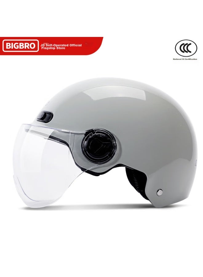 Bigbro 008 Cement Gray New National Standard 3c Electric Motorcycle Helmet For Men And Women, Summer Sun Protection, All-season Universal, Electric Scooter Summer Half Helmet - Image 2