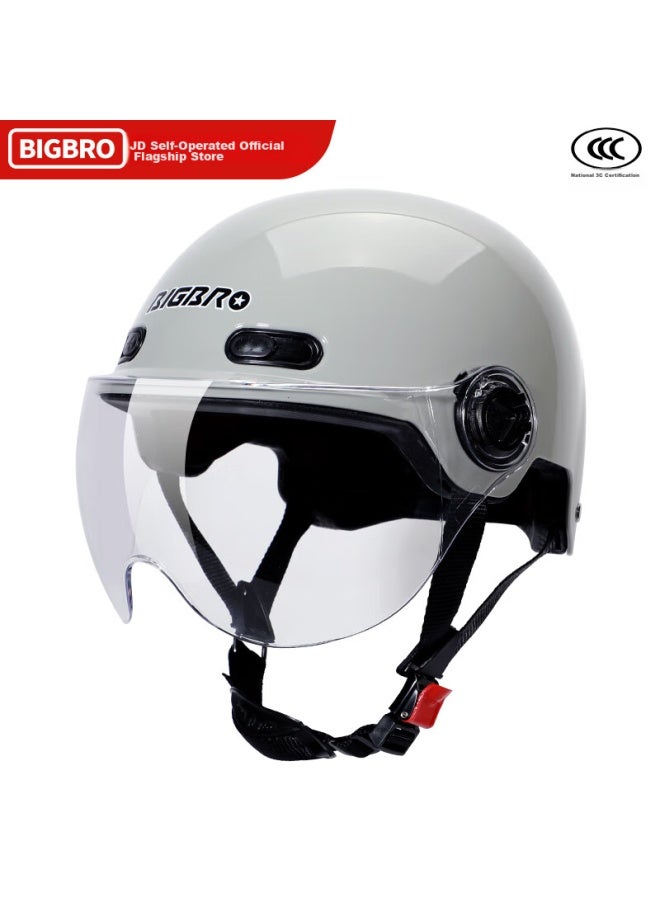 Bigbro 008 Cement Gray New National Standard 3c Electric Motorcycle Helmet For Men And Women, Summer Sun Protection, All-season Universal, Electric Scooter Summer Half Helmet - Image 1
