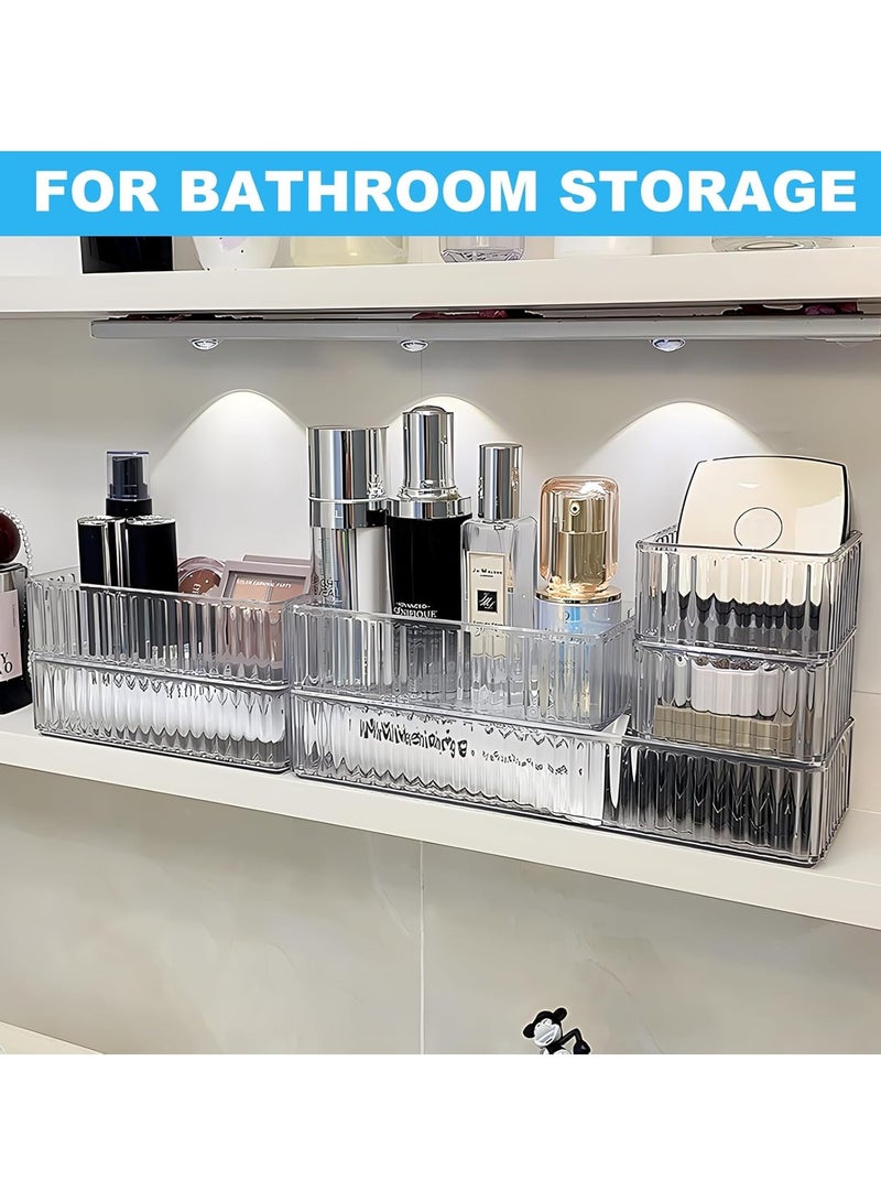 XiuWoo 7 Pcs Thick Anti-Slip Clear Durable Plastic Desk Drawer Organizer, Divider Vanity Tray Bin Organizer, Storage Bins, Bathroom Drawer Tray, Set for Bedroom Dresser Makeup Kitchen Utensil Office - Image 2