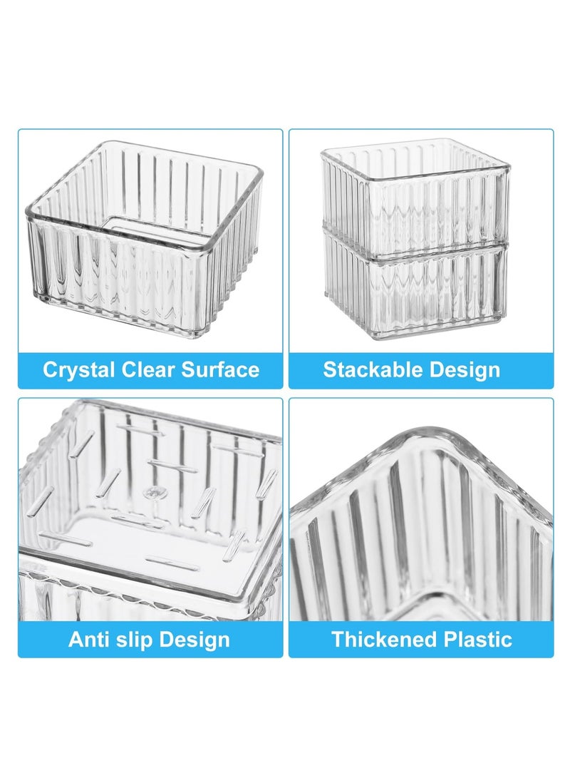 XiuWoo 7 Pcs Thick Anti-Slip Clear Durable Plastic Desk Drawer Organizer, Divider Vanity Tray Bin Organizer, Storage Bins, Bathroom Drawer Tray, Set for Bedroom Dresser Makeup Kitchen Utensil Office - Image 4